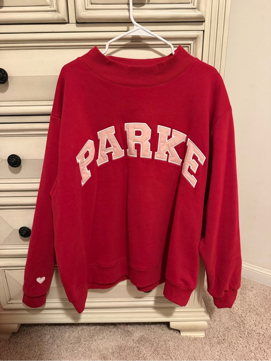 Parke Tops - PARKE Valentine’s Varsity Mockneck - Crimson + Peony